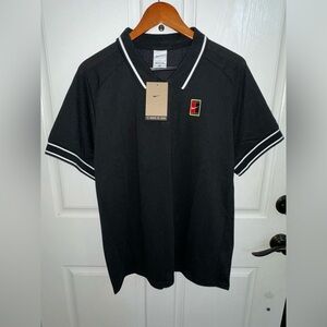 Nike Tennis Court Heritage Polo Shirt Black Men’s Large FQ2101-010 NEW